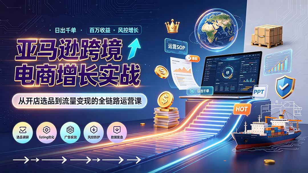亚马逊0-1孵化特训营8期：从注册风控到稳定日出千单实战，规避审核封店风险，标准化执行流程落地-niguangts