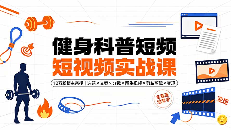 健身科普短视频实战课-12万粉博主亲授｜选题×文案×分镜×图生视频×剪映剪辑×变现，全套落地教学-niguangts
