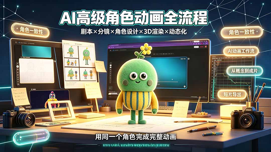 AI高级角色动画全流程：剧本×分镜×角色设计×3D渲染×动态化，从概念到成片一站式教学-niguangts