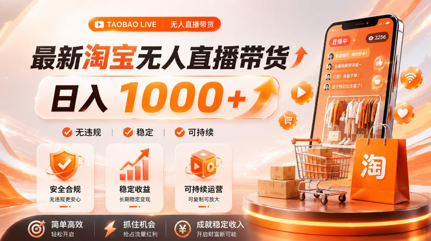 拒绝死工资！淘宝无人直播，让你睡觉都在进账，单设备日入1k+普通人的变现蓝海【揭秘】-niguangts