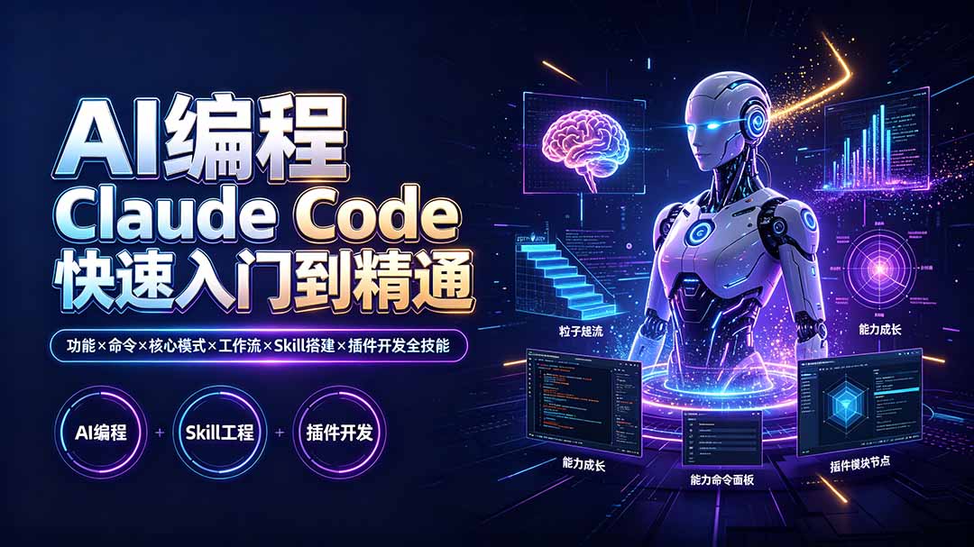 AI编程 Claude Code快速入门到精通：功能×命令×核心模式×工作流×Skill搭建×插件开发全技能-niguangts