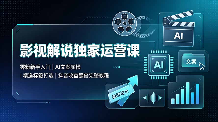 影视解说独家运营课：零粉新手入门｜AI文案实操｜精选标签打造｜抖音收益翻倍完整教程-niguangts
