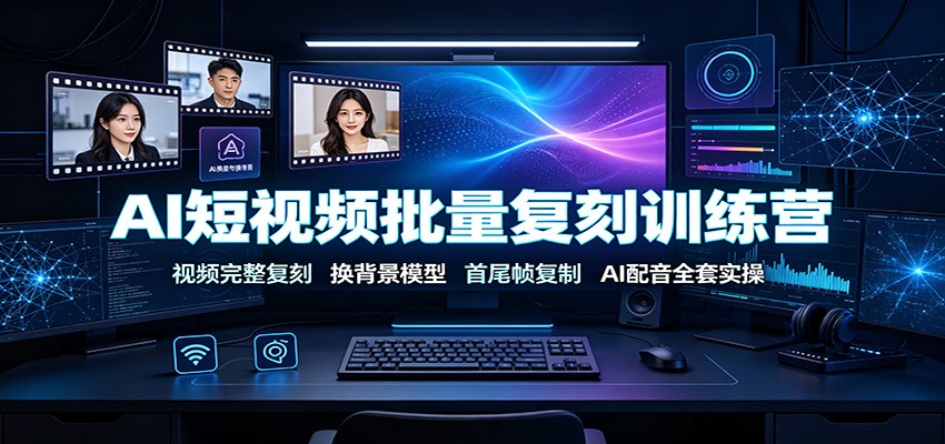 AI短视频批量复刻训练营：视频完整复刻，换背景模型、首尾帧复制、AI配音全套实操-niguangts