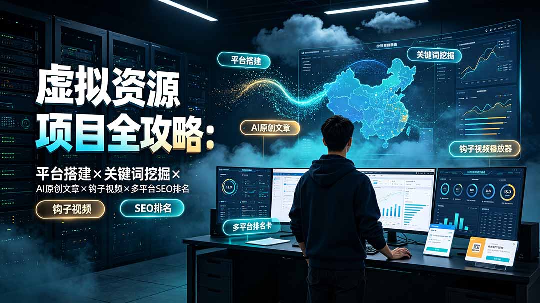 虚拟资源项目全攻略：平台搭建×关键词挖掘×AI原创文章×钩子视频×多平台SEO排名-niguangts