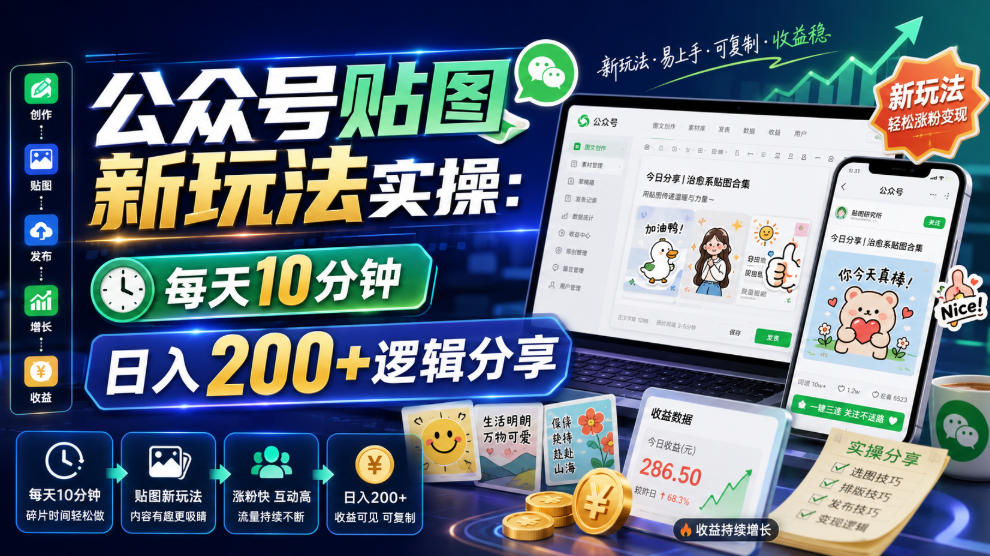 公众号贴图新玩法实操，每天10分钟，日入200+逻辑分享-niguangts