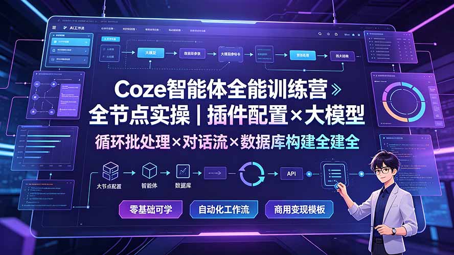 Coze智能体全能训练营：全节点实操｜插件配置×大模型×循环批处理×对话流×数据库构建全教学-niguangts