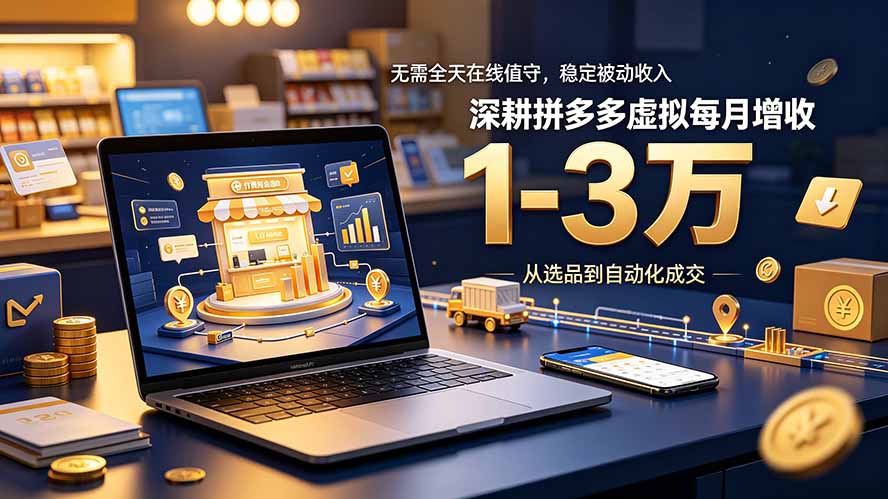 无需全天在线值守，稳定被动收入，深耕拼多多虚拟每月增收 1-3 万-niguangts