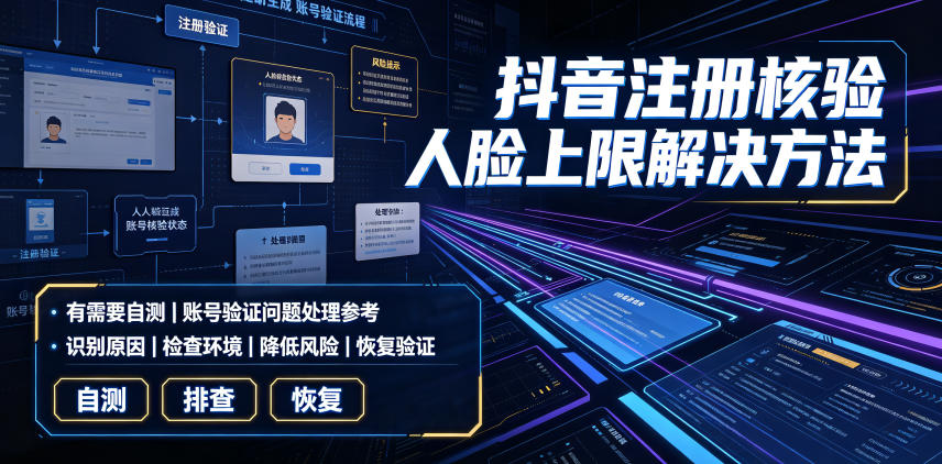 抖音注册核验人脸上限解决方法，有需要自测-niguangts
