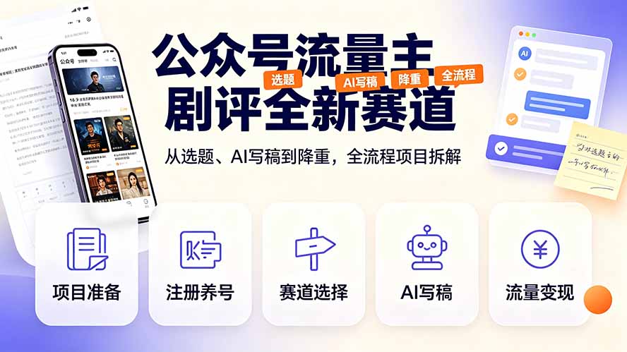 公众号流量主剧评全新赛道，从选题、AI写稿到降重，全流程项目拆解-niguangts