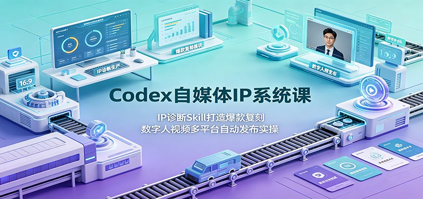Codex自媒体IP系统课：IP诊断Skill打造爆款复刻，数字人视频多平台自动发布实操-niguangts