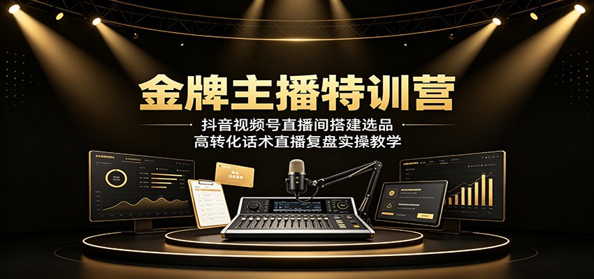 金牌主播特训营：抖音视频号直播间搭建选品，高转化话术直播复盘实操教学-niguangts