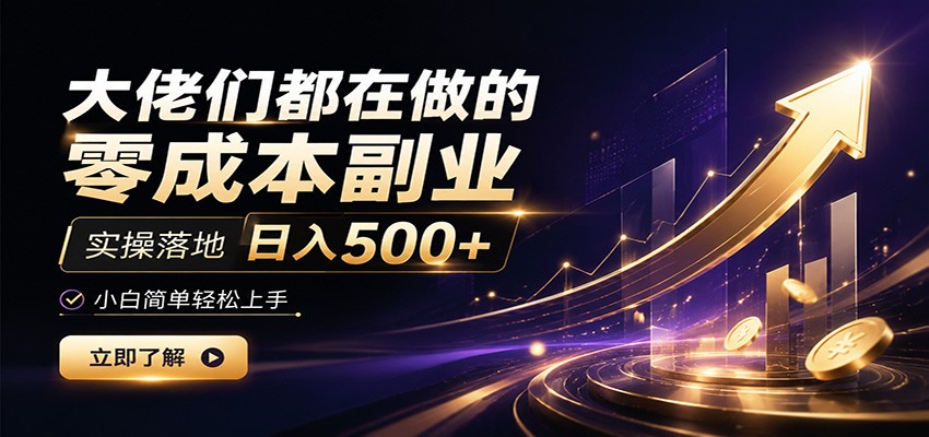 大佬们都在做的零成本副业，实操落地日入500+，小白一秒上手-niguangts