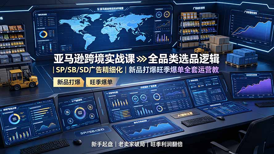 亚马逊跨境实战课：全品类选品逻辑｜SP/SB/SD广告精细化｜新品打爆旺季爆单全套运营教程-niguangts