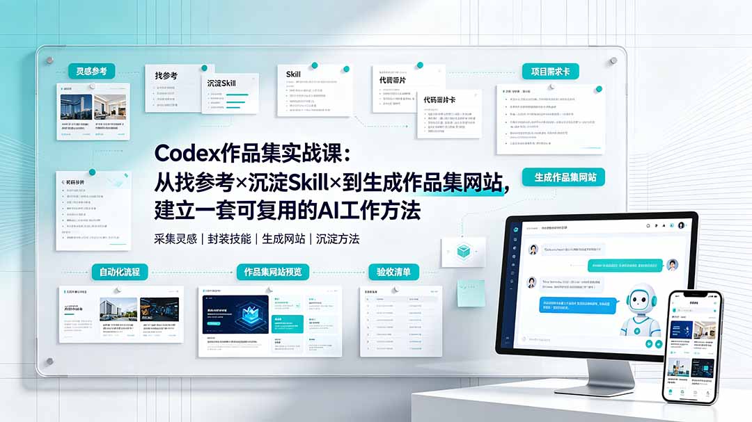 Codex作品集实战课：从找参考×沉淀Skill×到生成作品集网站，建立一套可复用的AI工作方法-niguangts