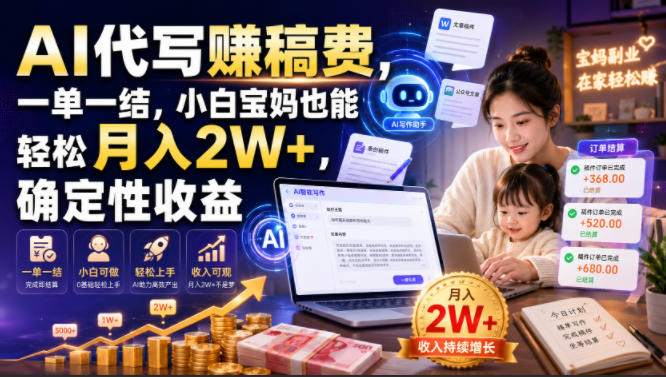 AI代写賺稿费，一单一结，小白宝妈也能轻松月入2W+，确定性收益【揭秘】-niguangts