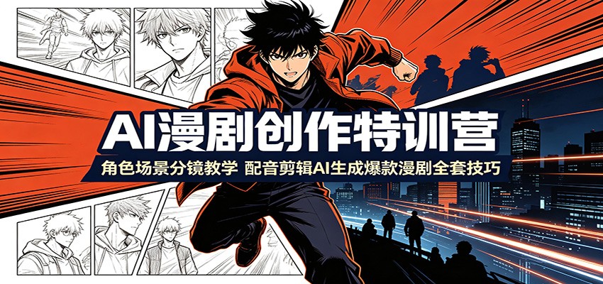 AI漫剧创作特训营：角色场景分镜教学，配音剪辑AI生成爆款漫剧全套技巧-niguangts