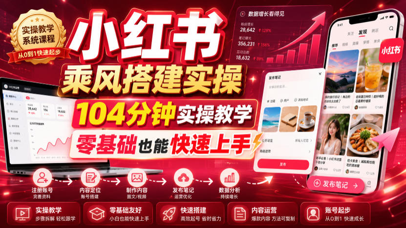 小红书乘风搭建实操，104分钟实操教学，零基础也能快速上手-niguangts