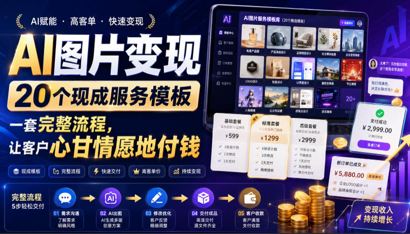 AI图片变现，20个现成服务模板，一套完整流程，让客户心甘情愿地付钱【原创双语字幕】-niguangts