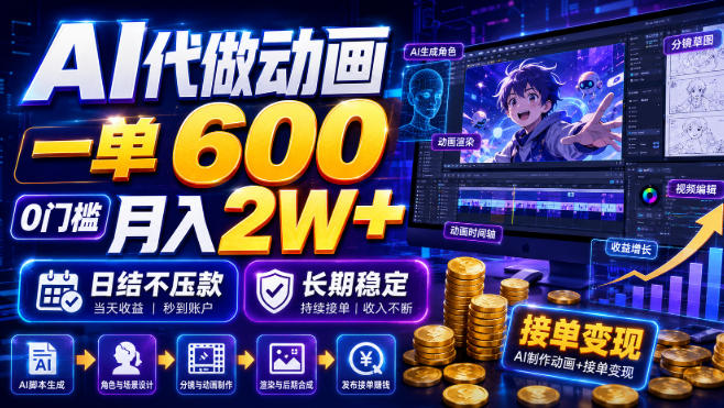 AI代做动画，一单600，0门槛月入2W+，日结不压款，长期稳定【揭秘】-niguangts