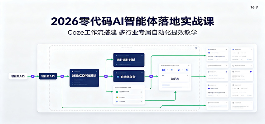 2026零代码AI智能体落地实战课：Coze工作流搭建，多行业专属自动化提效教学-niguangts