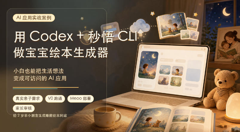 AI应用实战案例，用Codex+秒悟CLl做宝宝绘本生成器，小白也能把生活想法变成可访问的AI应用-niguangts