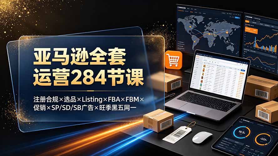 亚马逊全套运营284节课：注册合规×选品×Listing×FBA×FBM×促销×SP/SD/SB广告×旺季黑五网一-niguangts