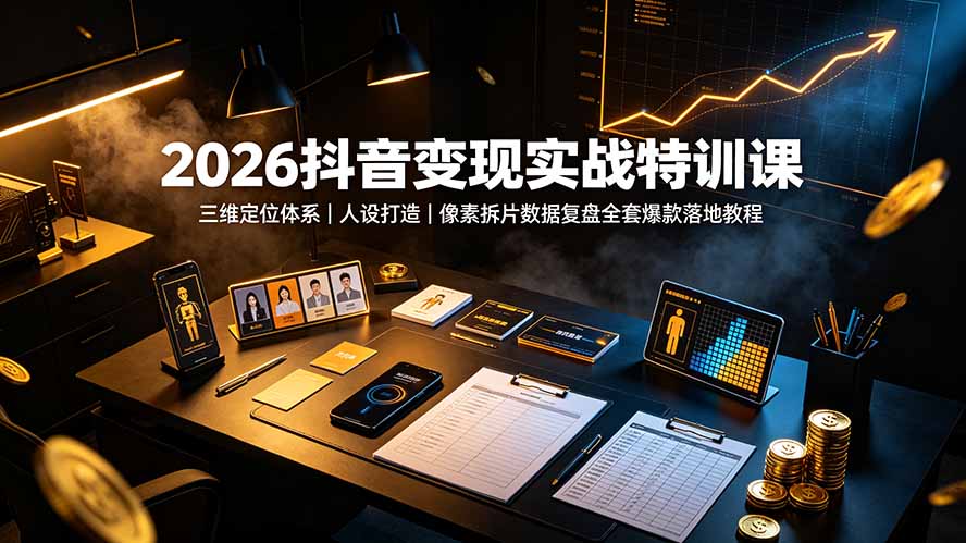 2026抖音变现实战特训课：三维定位体系｜人设打造｜像素拆片数据复盘全套爆款落地教程-niguangts