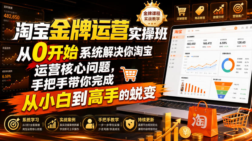 淘宝金牌运营实操班，从0开始系统解决你淘宝运营核心问题，手把手带你完成从小白到高手的蜕变(2026年7月)-niguangts