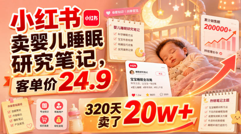 小红书卖婴儿睡眠研究笔记，客单价24.9，320天卖了20w+-niguangts
