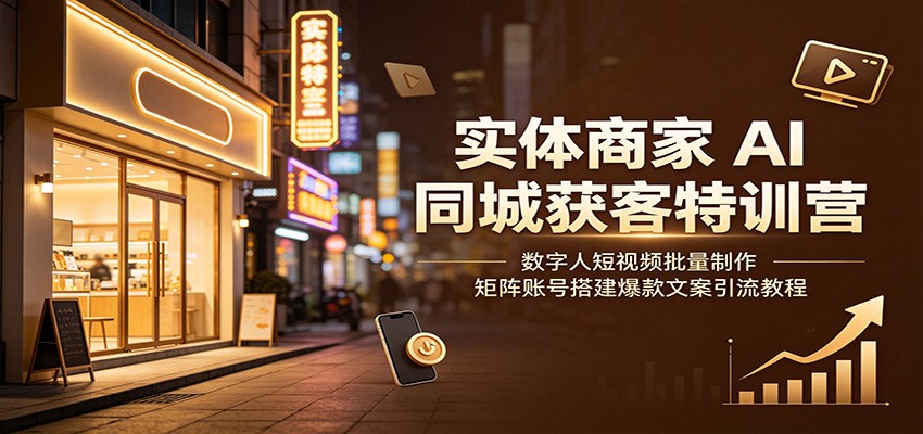 实体商家AI同城获客特训营：数字人短视频批量制作，矩阵账号搭建爆款文案引流教程-niguangts