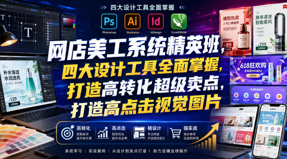 网店美工系统精英班，四大设计工具全面掌握，打造高转化超级卖点，打造高点击视觉图片(2026年7月)-niguangts