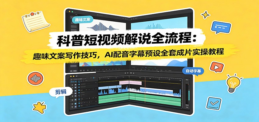 科普短视频解说全流程：趣味文案写作技巧，AI配音字幕预设全套成片实操教程-niguangts