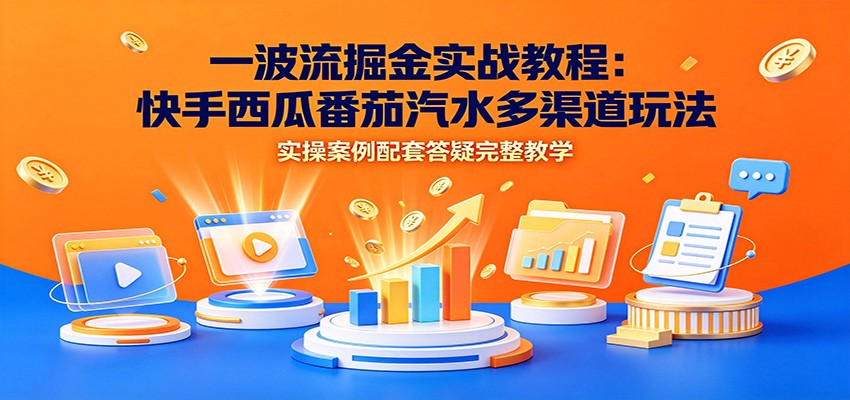 一波流掘金实战教程：快手西瓜番茄汽水多渠道玩法，实操案例配套答疑完整教学-niguangts