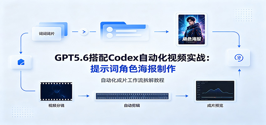 GPT5.6搭配Codex自动化视频实战：提示词角色海报制作，自动化成片工作流拆解教程-niguangts
