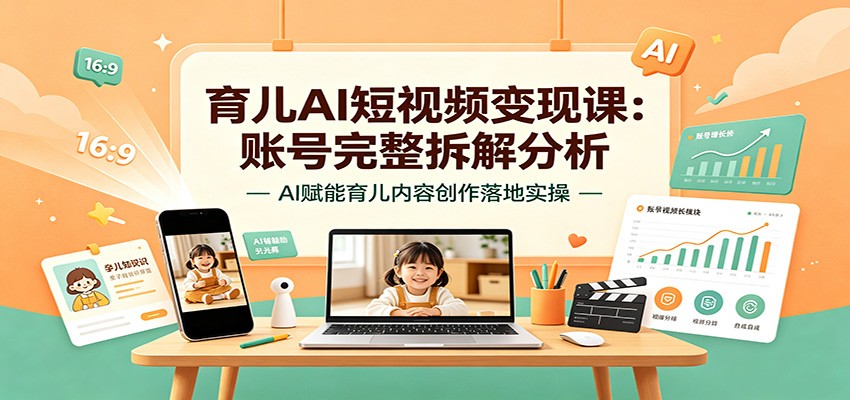 育儿AI短视频变现课：账号完整拆解分析，AI赋能育儿内容创作落地实操-niguangts