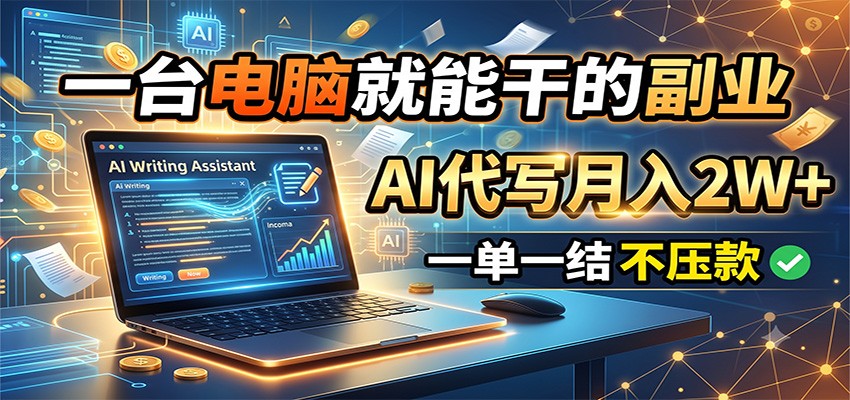 一台电脑就能干的副业，AI代写月入2W+，一单一结不压款-niguangts