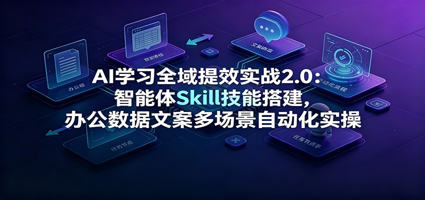 AI学习全域提效实战2.0：智能体Skill技能搭建，办公数据文案多场景自动化实操-niguangts
