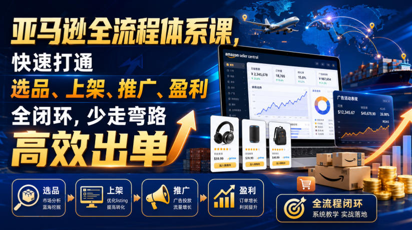 亚马逊全流程体系课，快速打通选品、上架、推广、盈利全闭环，少走弯路高效出单-niguangts