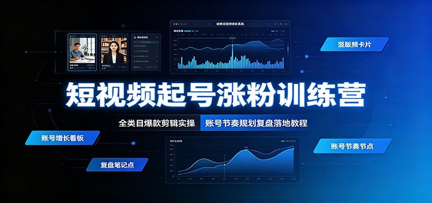 短视频起号涨粉训练营：全类目爆款剪辑实操，账号节奏规划复盘落地教程-niguangts
