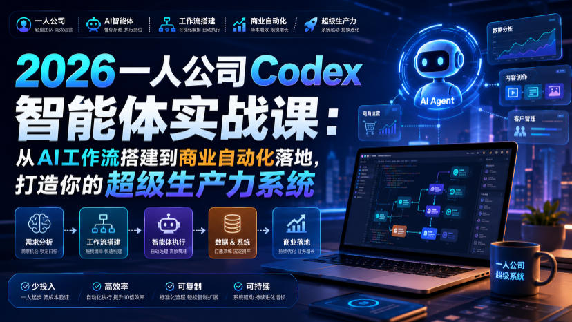 2026一人公司Codex智能体实战课：从AI工作流搭建到商业自动化落地，打造你的超级生产力系统-niguangts