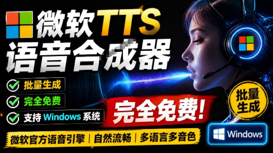 微软TTS免费语音配音生成器，完全免费，支持多语音、多音色选择，Windows系统专用TTS语音合成器-niguangts