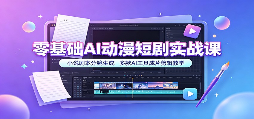 零基础AI动漫短剧实战课：小说剧本分镜生成，多款AI工具成片剪辑教学-niguangts