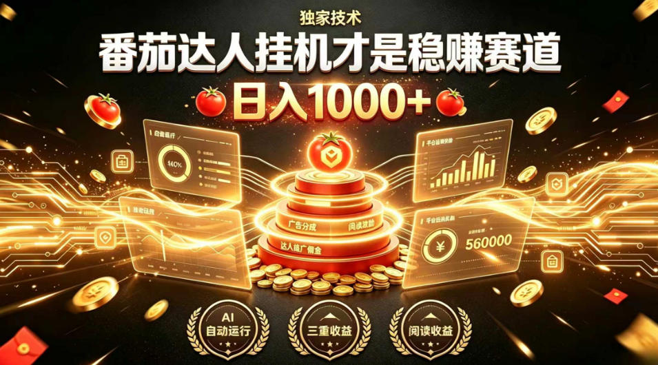 别再瞎找副业！番茄达人挂G才是稳賺赛道，日入1000+，全程傻瓜式操作，可矩阵放大【揭秘】-niguangts