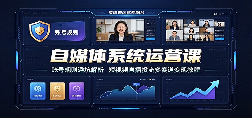自媒体系统运营课：账号规则避坑解析，短视频直播投流多赛道变现教程-niguangts