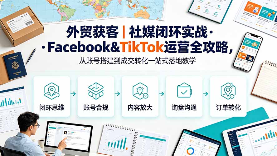 外贸获客｜社媒闭环实战·Facebook&TikTok运营全攻略，从账号搭建到成交转化一站式落地教学-niguangts