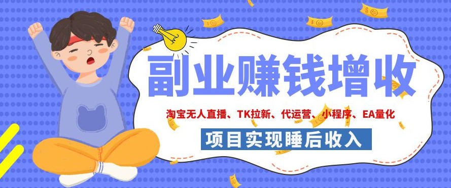 2026年多个真实落地副业项目，手把手带你搭建被动收入管道(淘宝无人直播、海外TK拉新、CSGO饰品交易、去水印小程序等)【揭秘】-niguangts