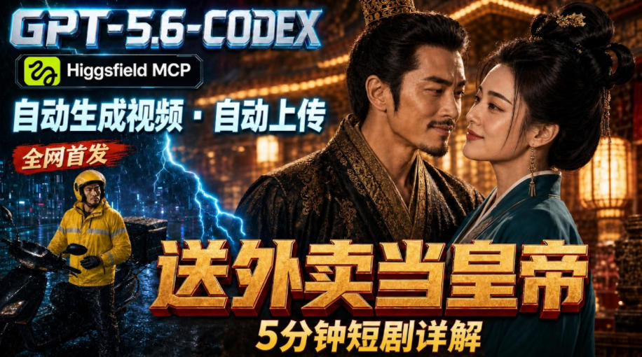 GPT-5.6 Codex+Higgsfield MCP：一条指令生成5分钟短剧并自动上传YouTube(油管)-niguangts