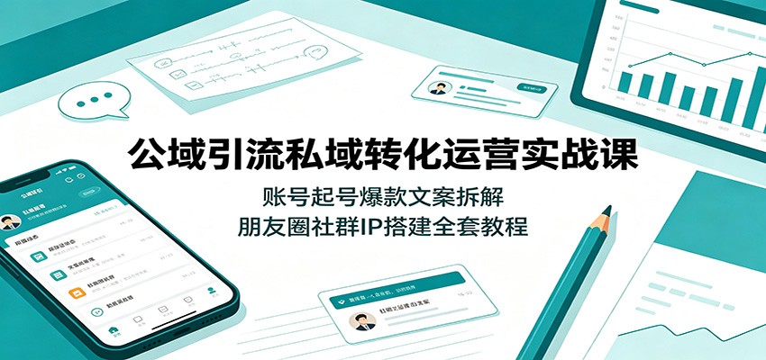 公域引流私域转化运营实战课：账号起号爆款文案拆解，朋友圈社群IP搭建全套教程-niguangts