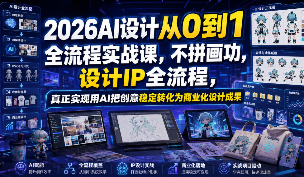 2026AI设计从0到1全流程实战课，不拼画功，设计IP全流程，真正实现用AI把创意稳定转化为商业化设计成果-niguangts