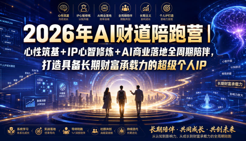 2026年AI财道陪跑营｜心性筑基+IP心智修炼+AI商业落地全周期陪伴，打造具备长期财富承载力的超级个人IP-niguangts